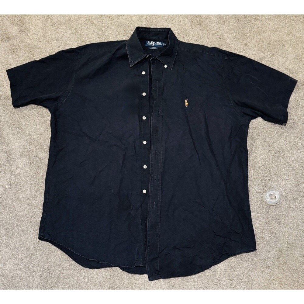 Vintage Ralph Lauren Flaming Shirt Blake Fit Navy Cotton Button Down Large